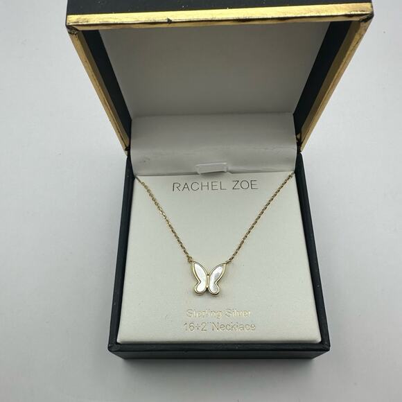 Rachel Zoe Butterfly Necklace NWT new in Box Mother of Pearl MOP - Picture 1 of 7